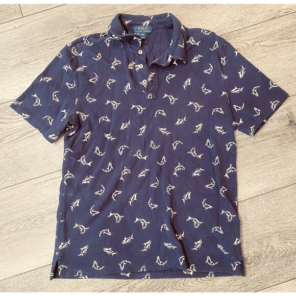 Polo Ralph Lauren Shirt Big Boys XL 18-20 Shark Week All Over Print AOP Nautical - Picture 1 of 6